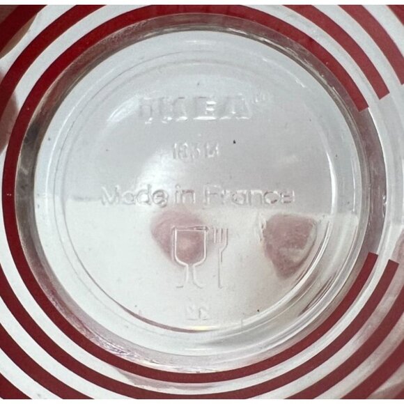 Set Of 4 Vintage Ikea Godta Glass Espresso Mugs Red Striped Pattern France - Picture 3 of 3